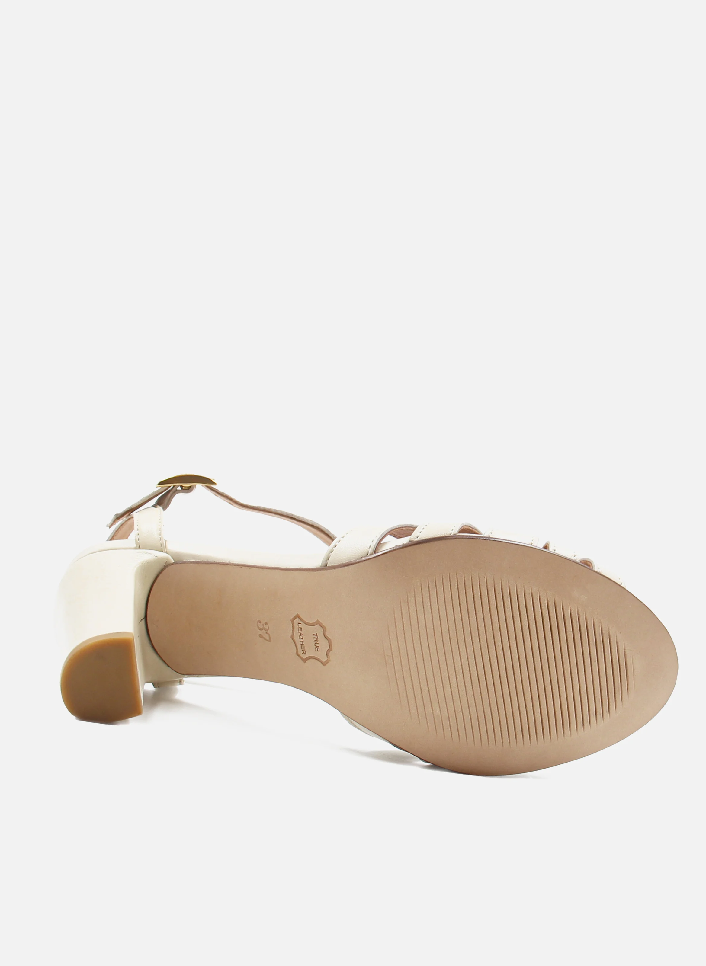 Sandales talon brides cuir lisse | Blanc