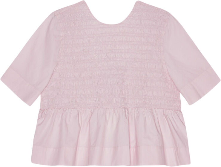 Ganni Cotton Poplin Open Back Smock Blous Chalk pink