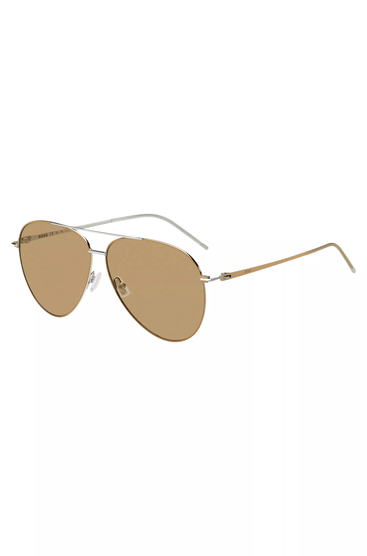 Óculos de sol BOSS Black-Camel em aço leve.