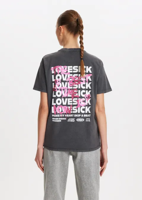 T-shirt met print dreamland antraciet (ANTRA)