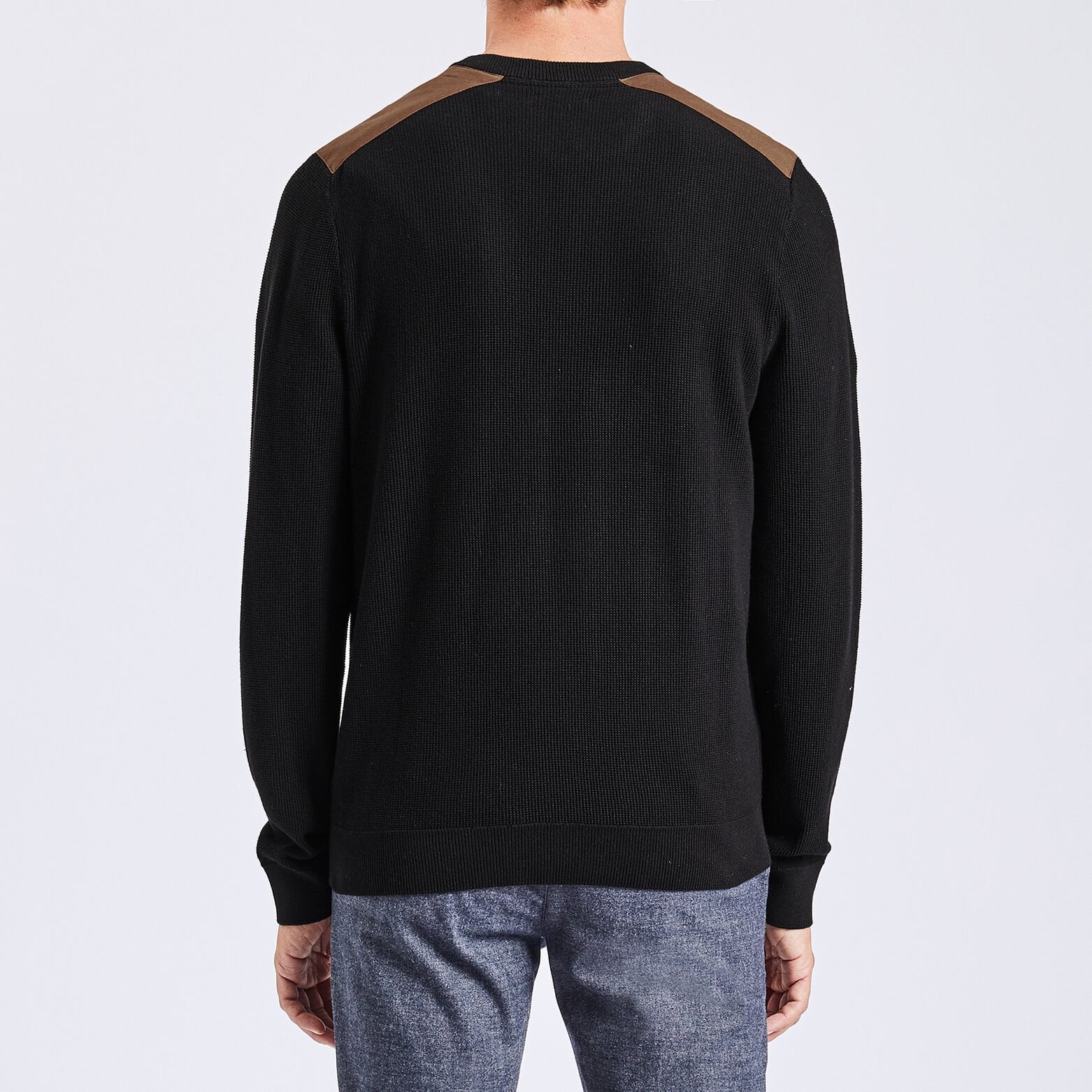 Pull à col rond et patch épaule Noir