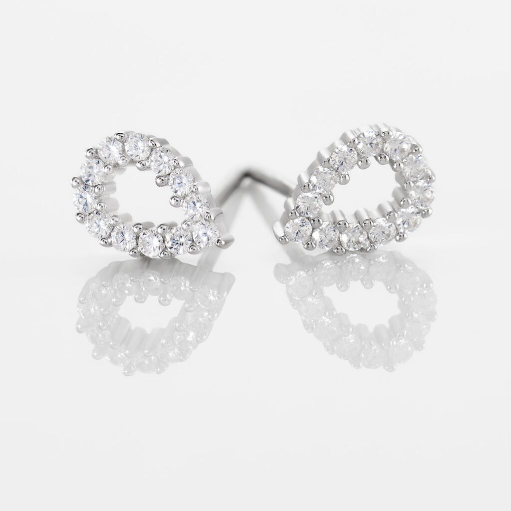 Boucles D'oreilles Puces Argent Blanc Britovius Oxydes De Zirconium