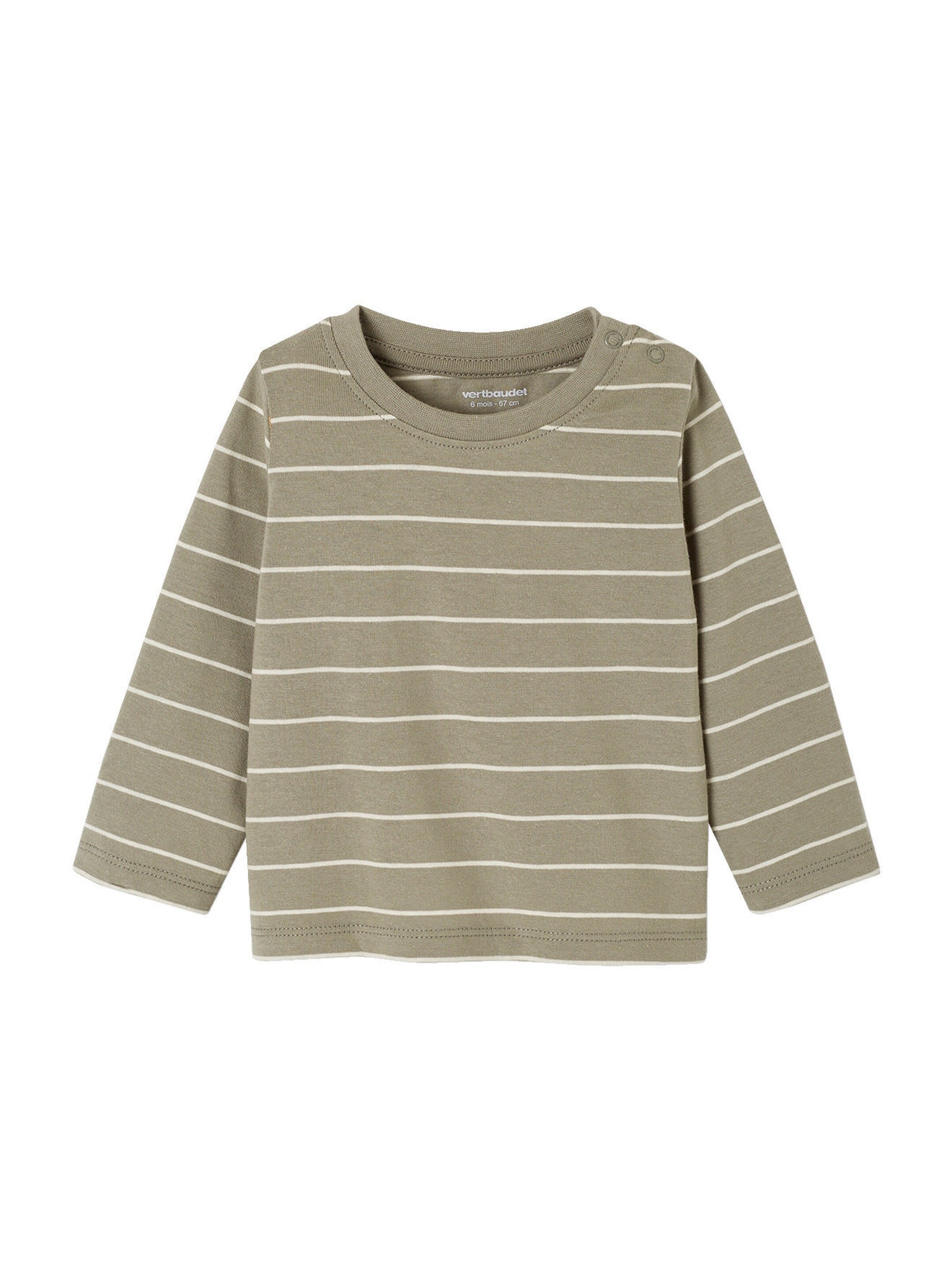 Vertbaudet 2er-Pack Baby Shirts BASIC, Print & Streifen khaki