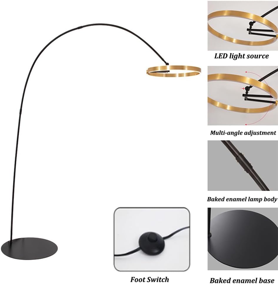 44W LED-Stehlampe, kreative Kreis-Stehlampen, Moderne warmes Licht, vertikale Lampe, gewölbte Metall-Stehbodenleuchten, dekorative Atmosphäre, stehende LED-Stehlampen für Wohnzimmer