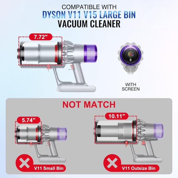 INF Støvbeholder for Dyson-støvsugere, V11, V15, SV14, SV15, SV22  0