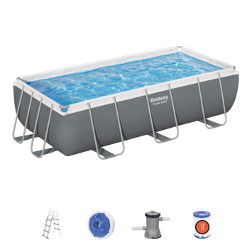 Bestway zwembad Power Steel rechthoek 404 x 201 x 100 cm grijs met pomp