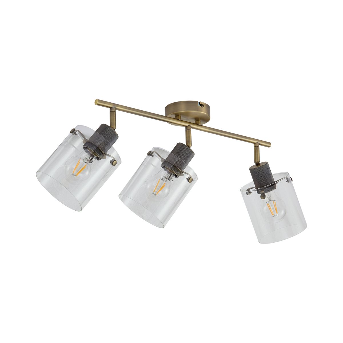 Design plafondspot brons met helder glas 3-lichts - Domo