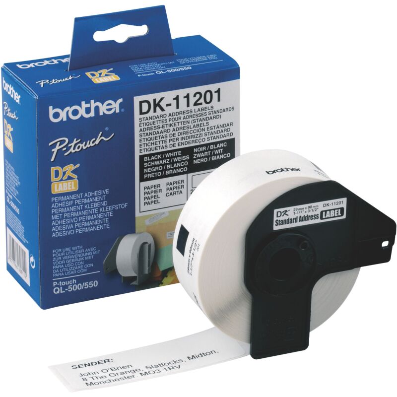 Etiquette adresse papier 29 x 90 mm Brother DK11201 blanche - Rouleau de 400