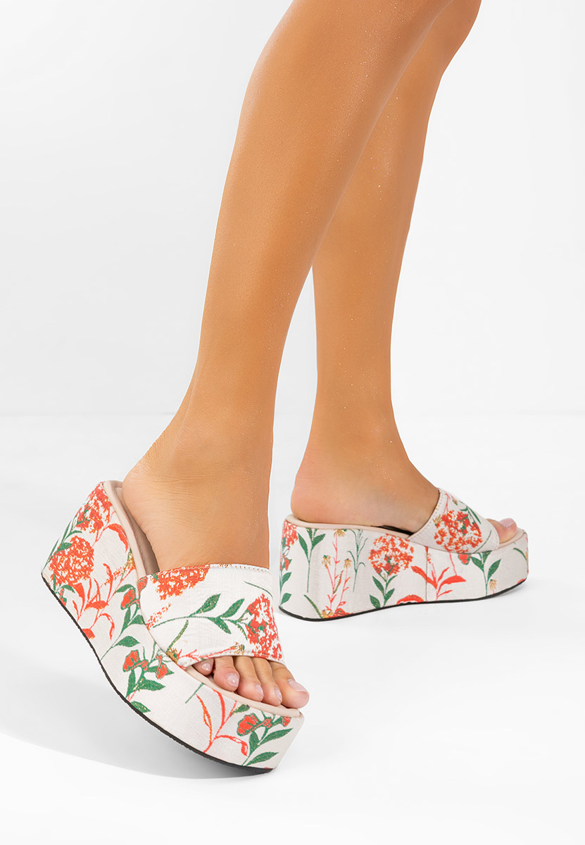 Mules à plateforme beige Anhela