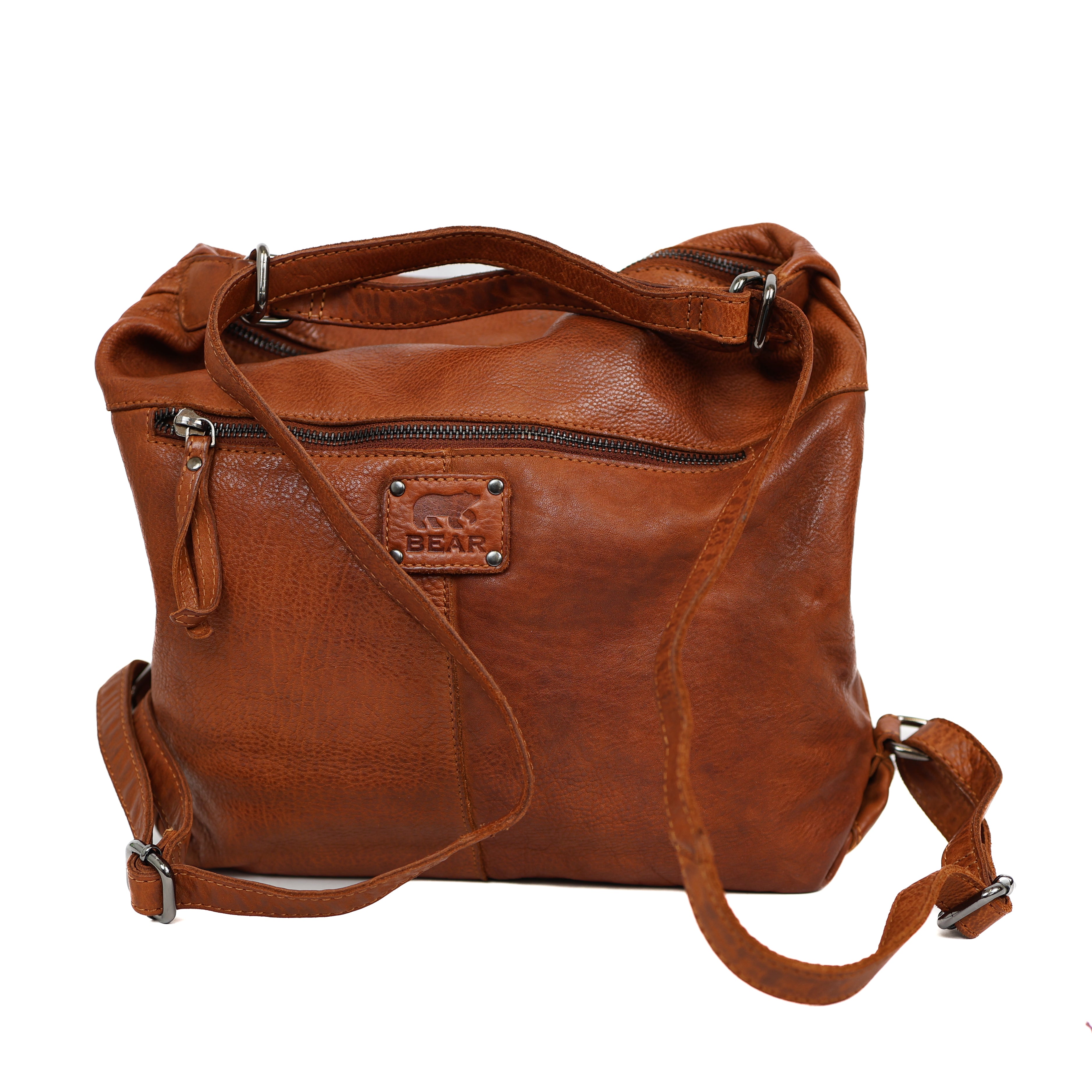 Rugzak/handtas 'Veerle' cognac Cognac