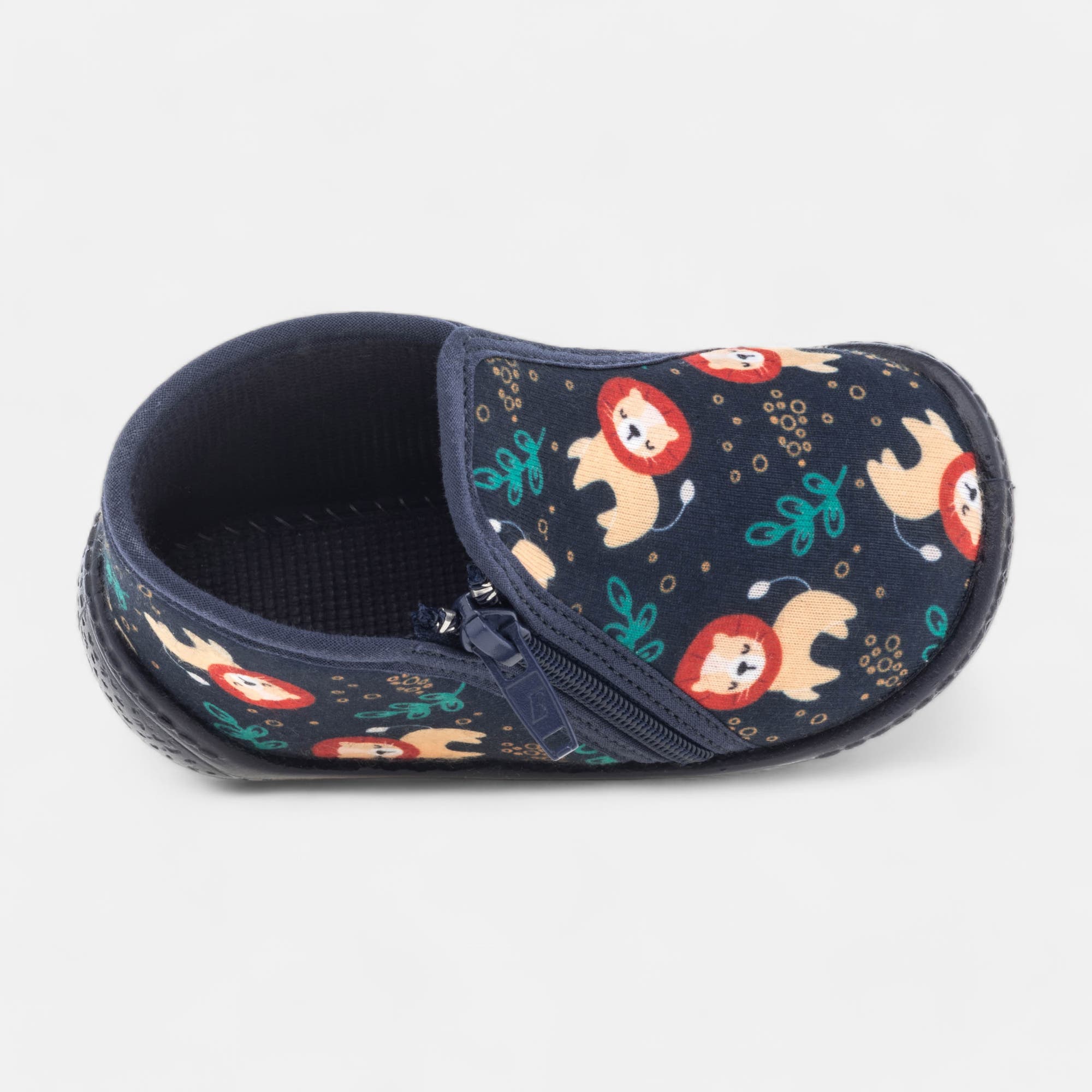 Pantoufles botillons zippés Bébé garçon bleu marine