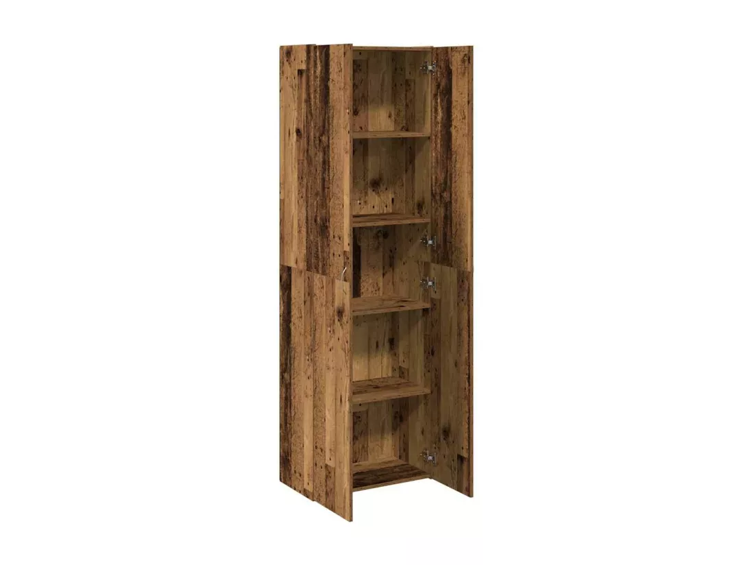 Buffet haut vieux bois 60x32x190 cm bois d'ingénierie
