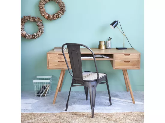 Bureau en bois teck massif 130 cm