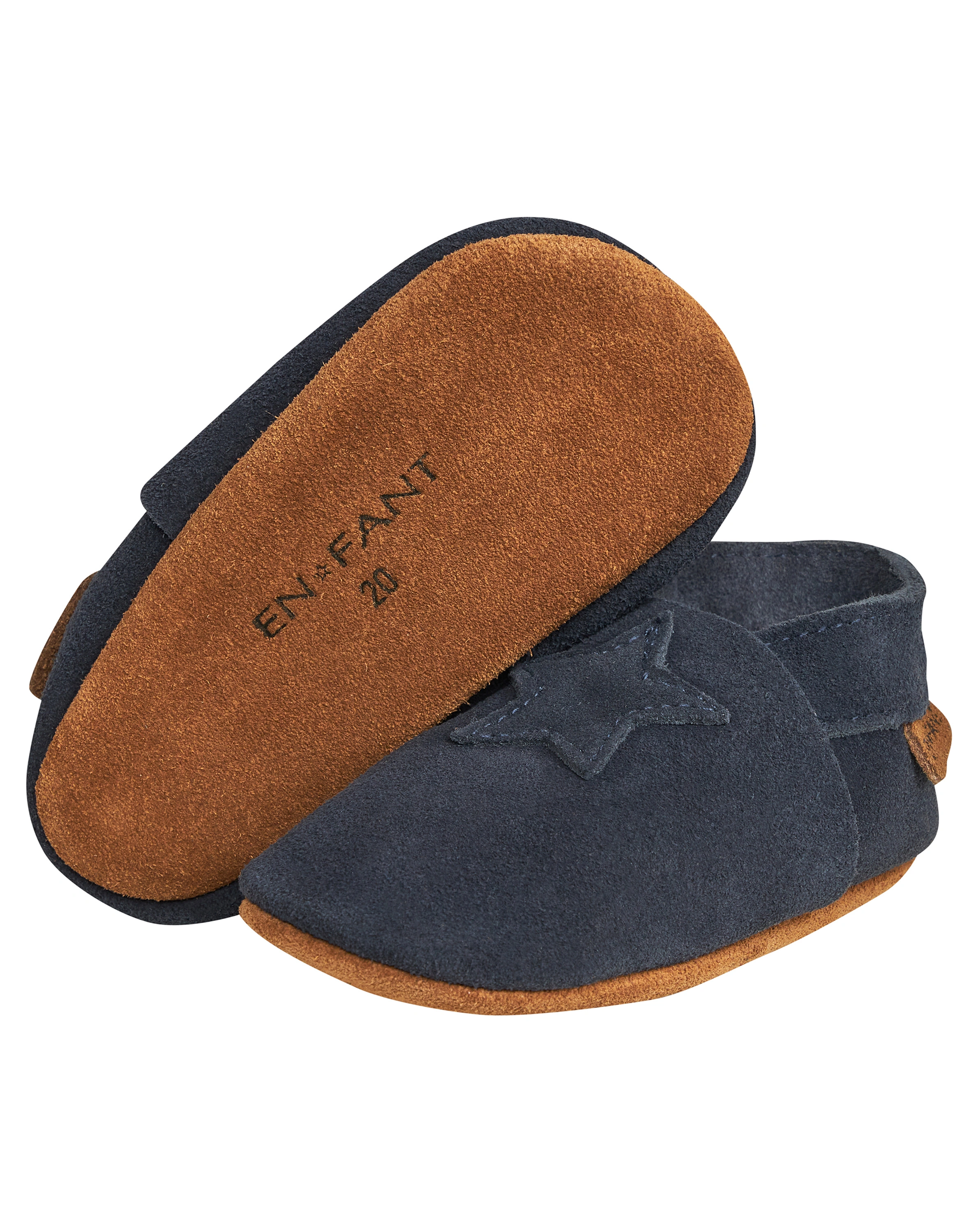 Leder-Krabbelschuhe STERN in blue night