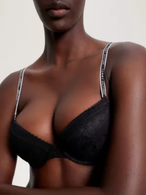 Sutiã push-up acolchoado com renda floral
