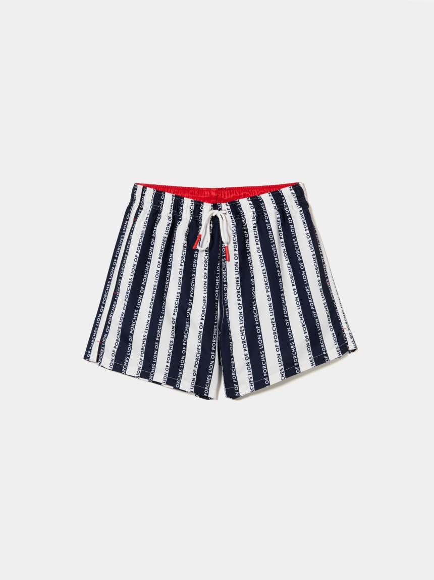 Calções de banho às riscas com cordão