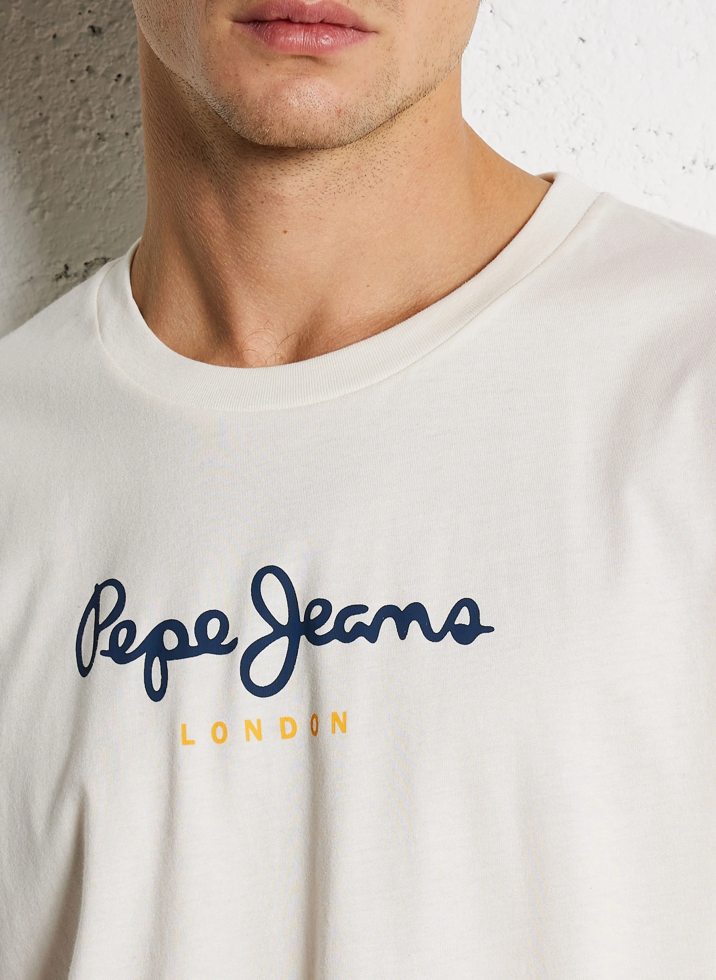 Tee-shirt col rond sérigraphié en coton | Blanc