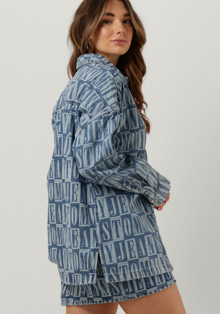TOMMY JEANS blauwe tommy jeans spijkerjas tjw tj denim spellout overshirt