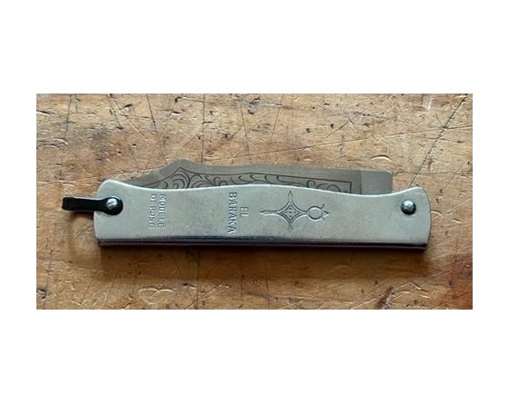 El Baraka 160 Carbone - Manche Acier Chromé - SERIE LIMITEE - lame sérigraphiée Couteau de poche Le Thiers par Cognet Douk Douk