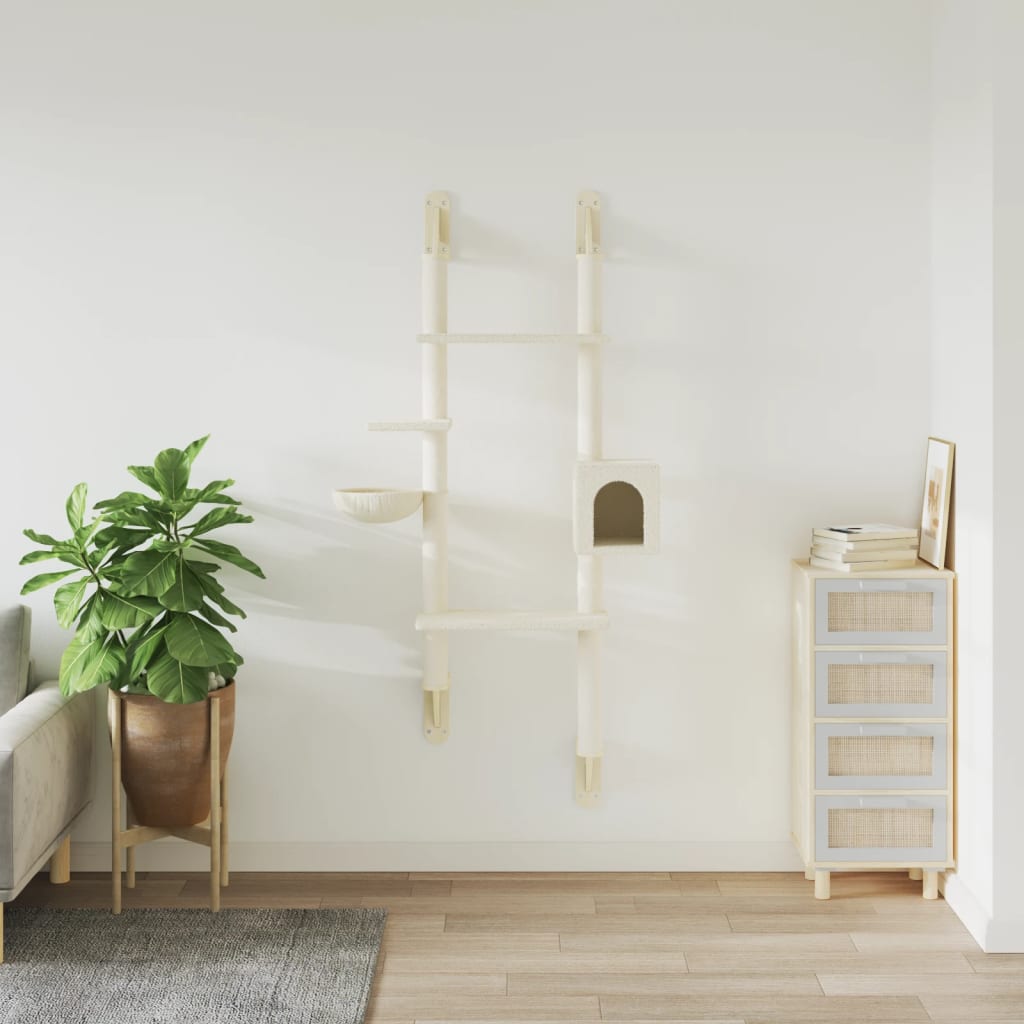 Arranhador de parede para gatos vidaXL, cor creme, 180 cm