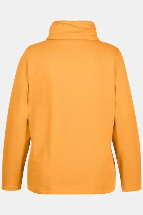 Sweatjacke, drapierter Stehkragen, Kunstleder-Details
