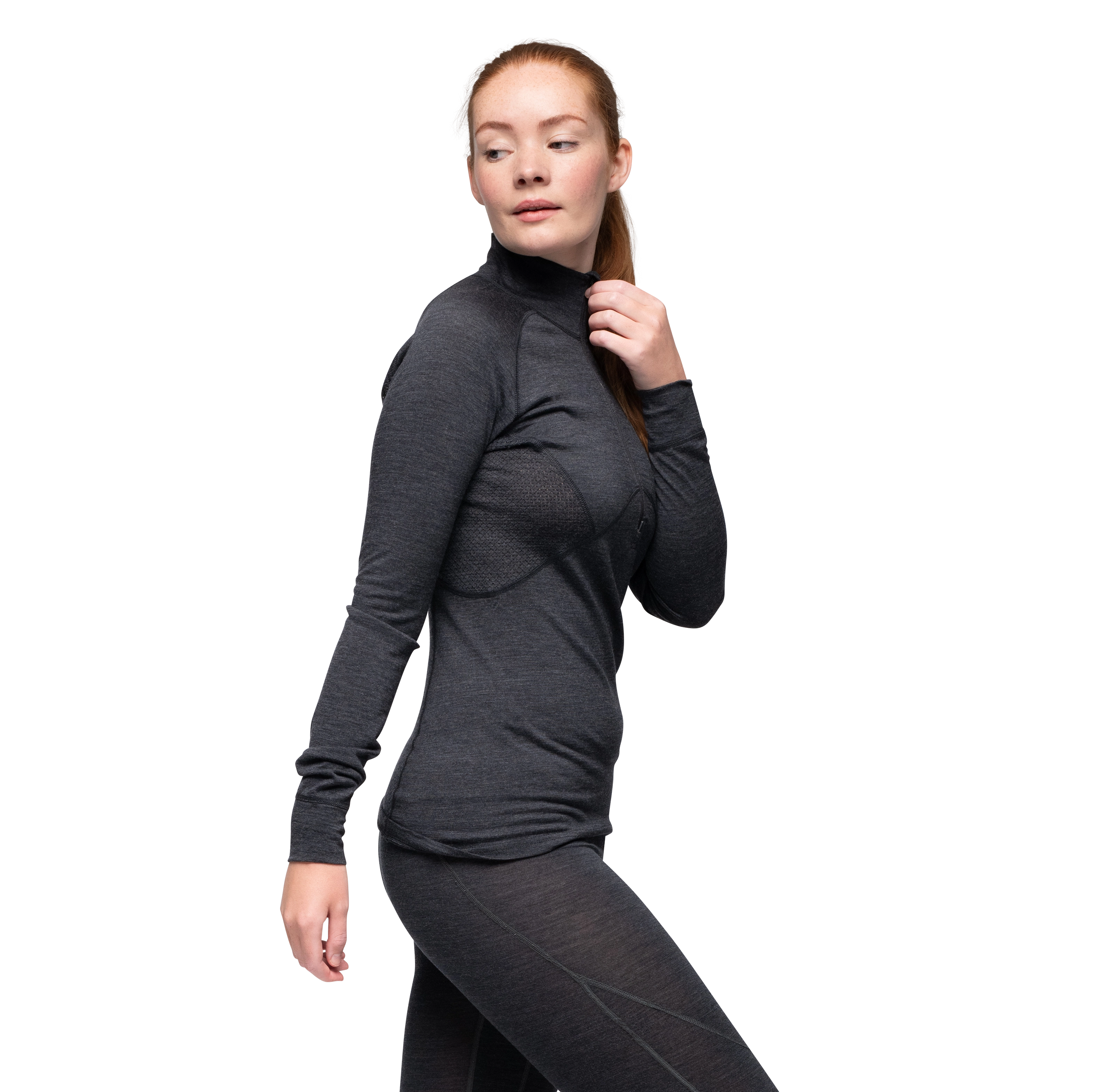 Inner:Pure W Half Zip Solid Charcoal