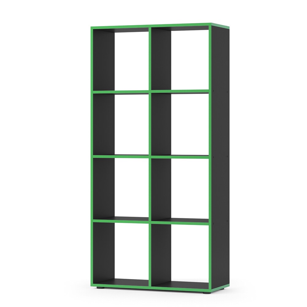 Vicco Raumteiler Standregal Bücherregal 8 Fächer Scutum Schwarz Grün Hochregal