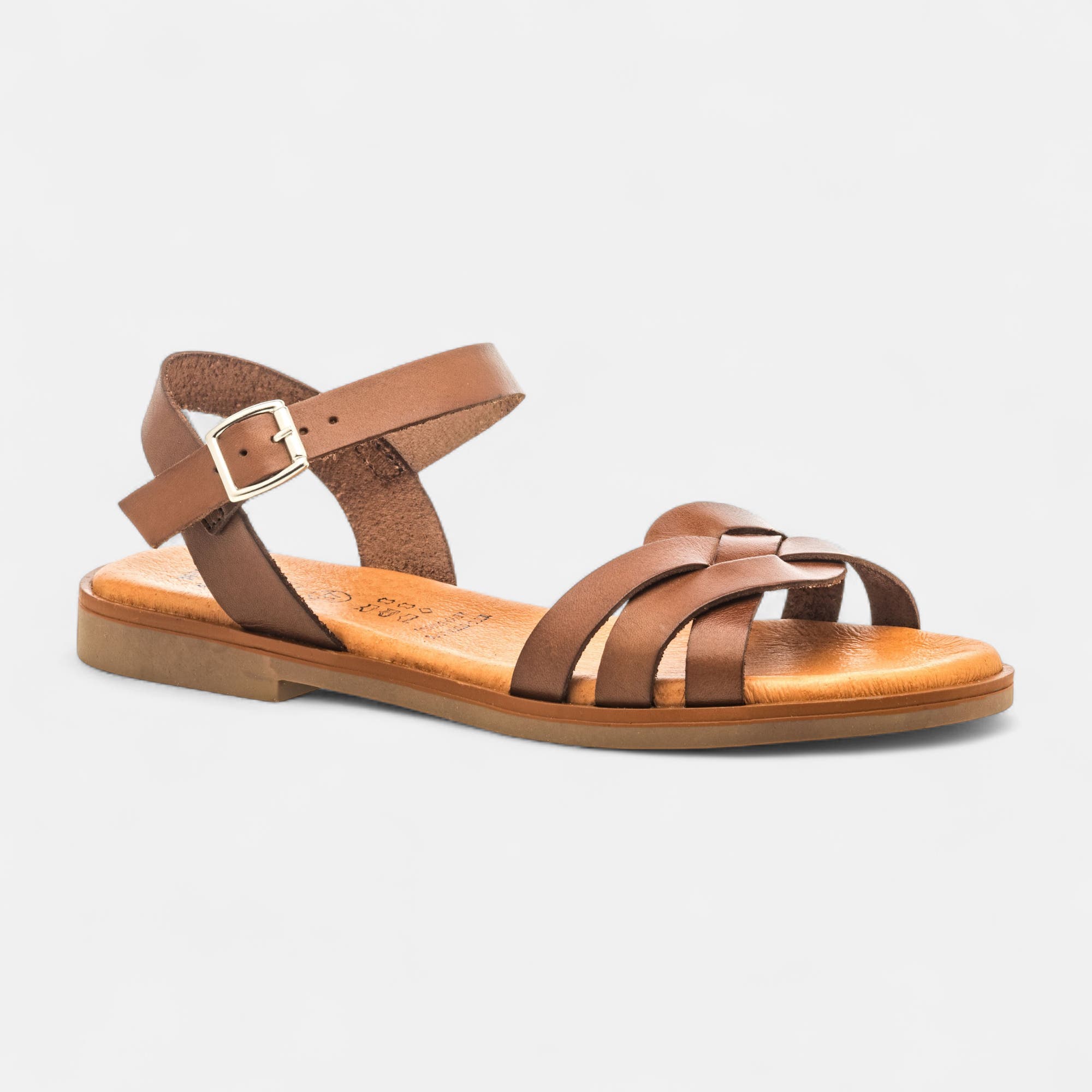 Nu-pieds Femme en cuir marron
