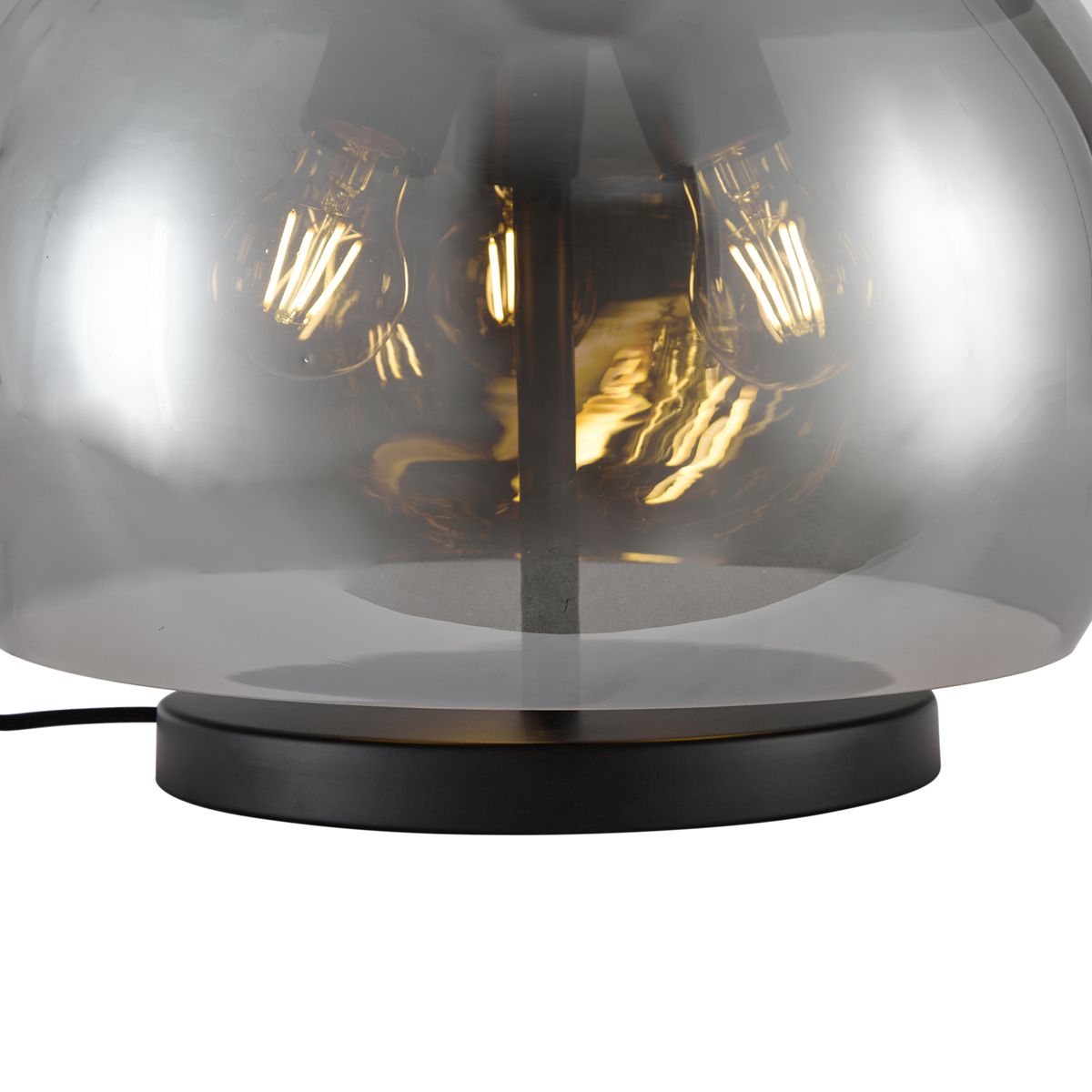 Design tafellamp zwart met smoke glas 3-lichts - Bino