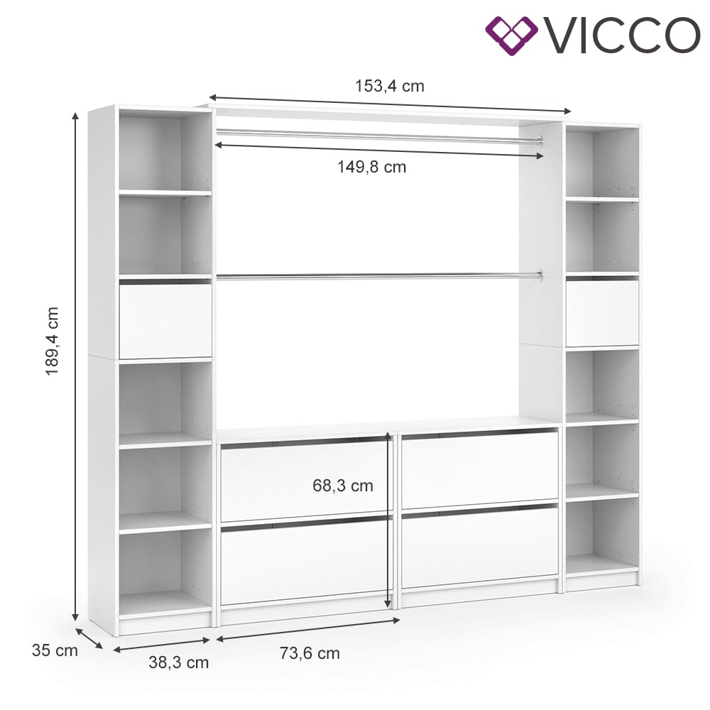 VICCO Kleiderschrank GUEST XXXL offen begehbar Regal Kleiderständer Schrank