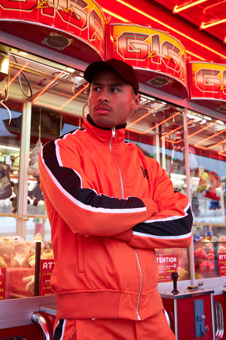 Ensemble 2 pièces veste + jogging à bandes orange