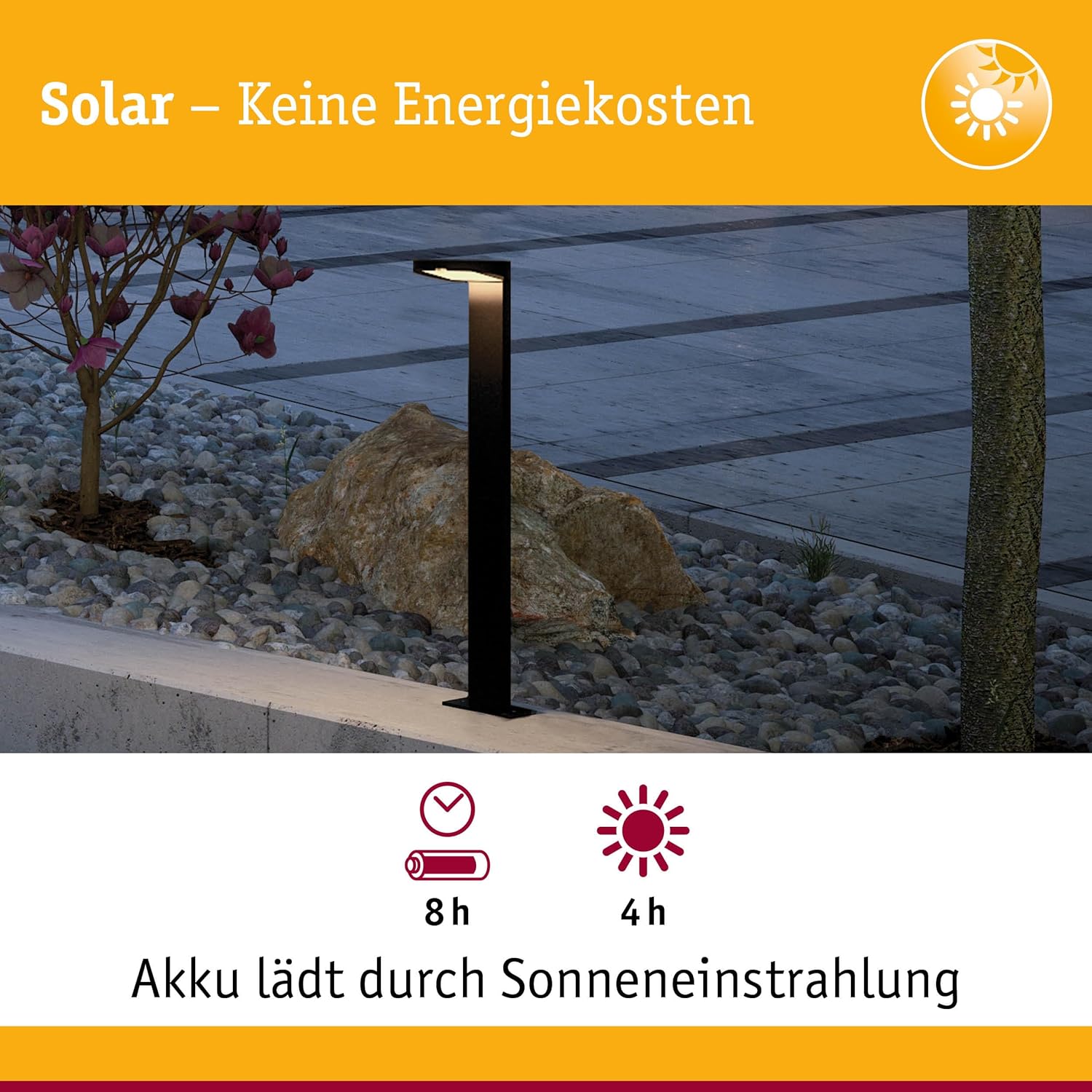 Paulmann 94249 Solar Pollerleuchte Ryse LED Außenleuchte incl. 1x1,2 Watt Anthrazit Kunststoff 3000 K Warmweiß