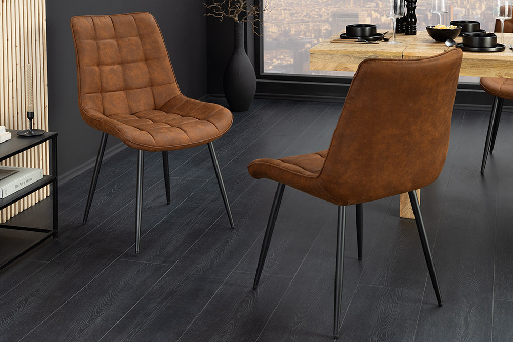 Design Stuhl ROADSTAR antik braun schwarze Metallbeine