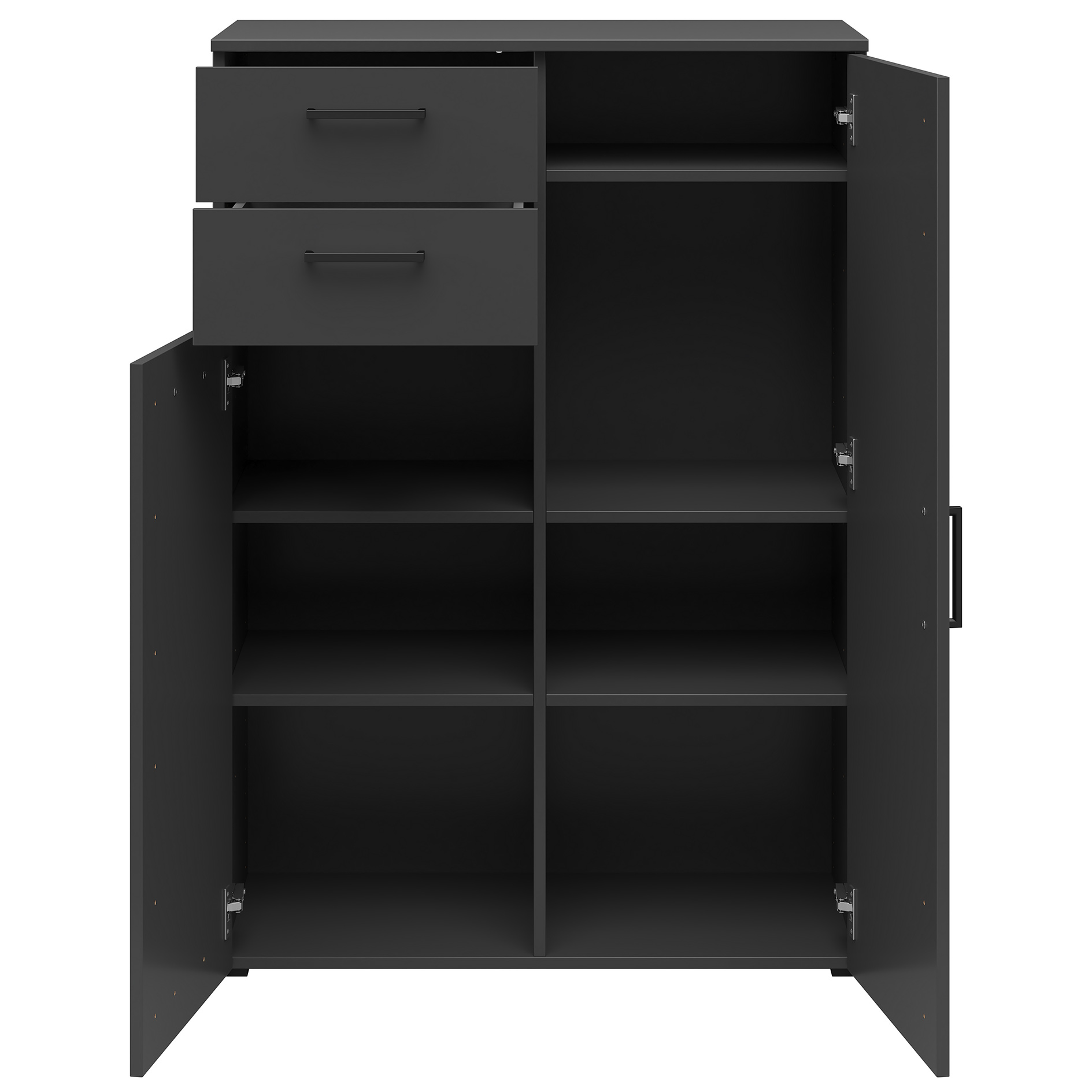 Kommode - anthrazit - 2 Türen - 2 Schubkästen - 80 cm