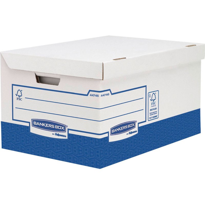 Caisse archives carton Bankers Box by Fellowes - H 28,7 x L 39,5 x P 56,5 cm. - bleue