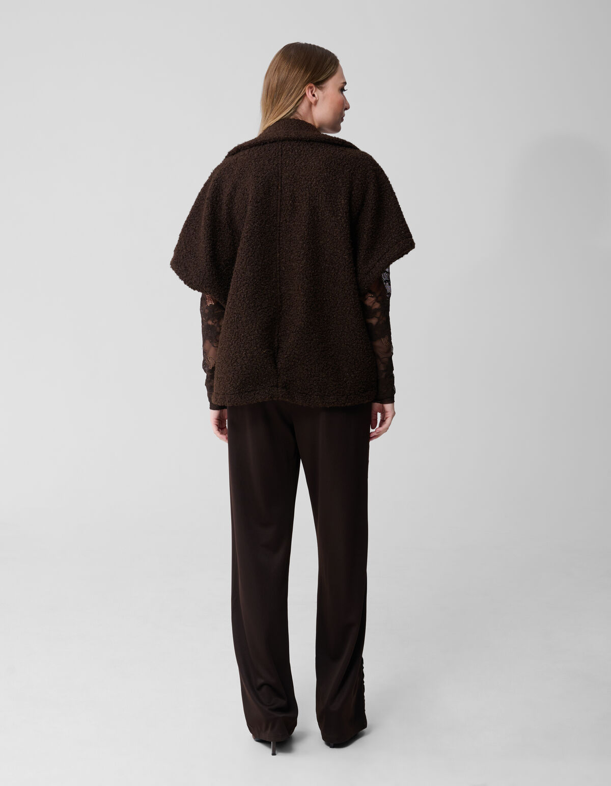 Oversized Teddy Gilet Donkerbruin