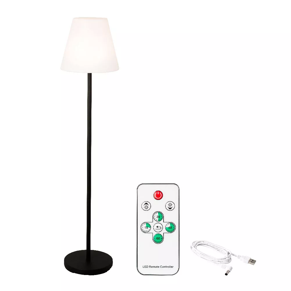 Lampadaire extérieur sans fil rechargeable USB LED (H150 cm) Brooklyn Noir