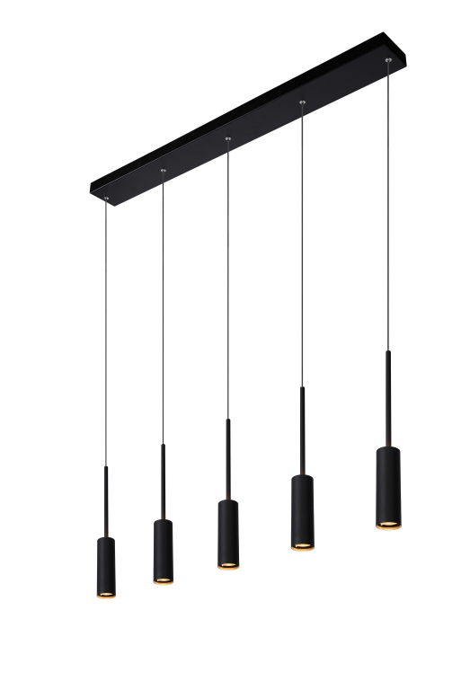 Lucide Tubule 5 cluster hanglamp LED lineair zwart