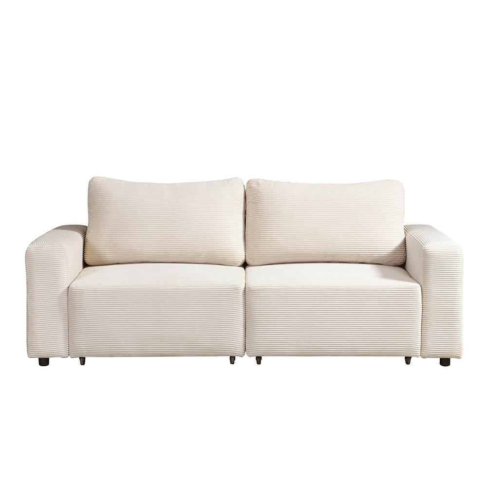 HOME DELUXE Modulaire 2-zits Slaapbank - Ribfluweel - Beige
