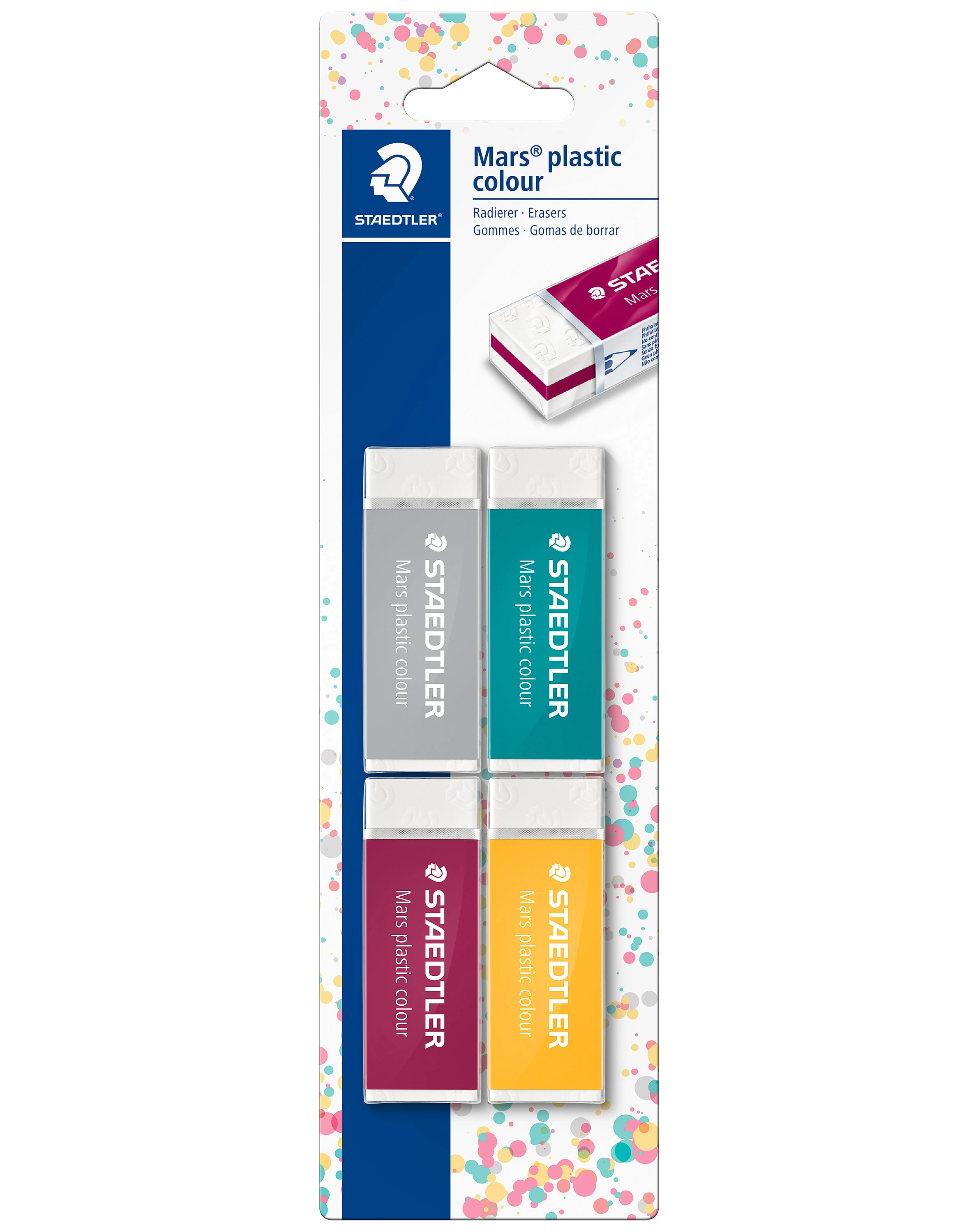 52650E1BK4 Radierer MARS PLASTIC COLOR 4er-Pack in bunt