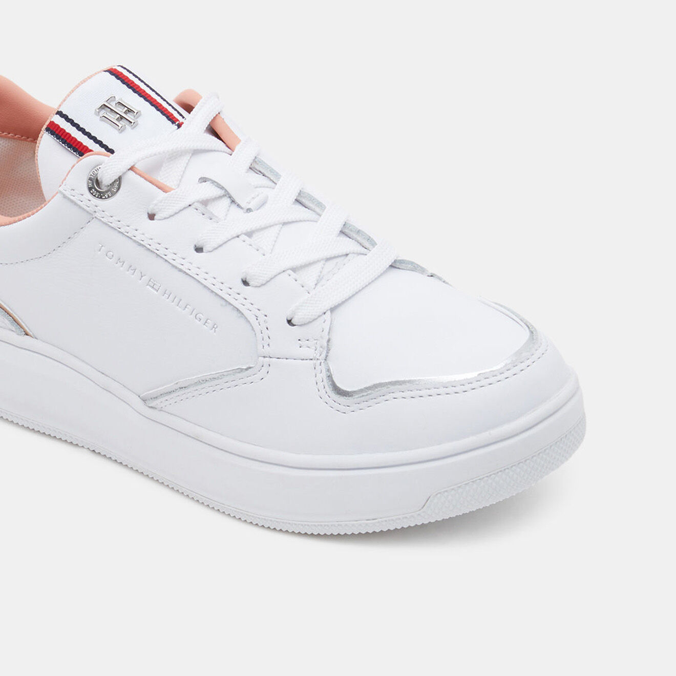 Tommy Hilfiger Baskets en Cuir Elevated Cupsole blanc/rose