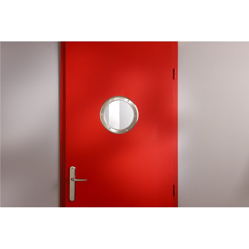 Hublot de porte rond nickelé mat