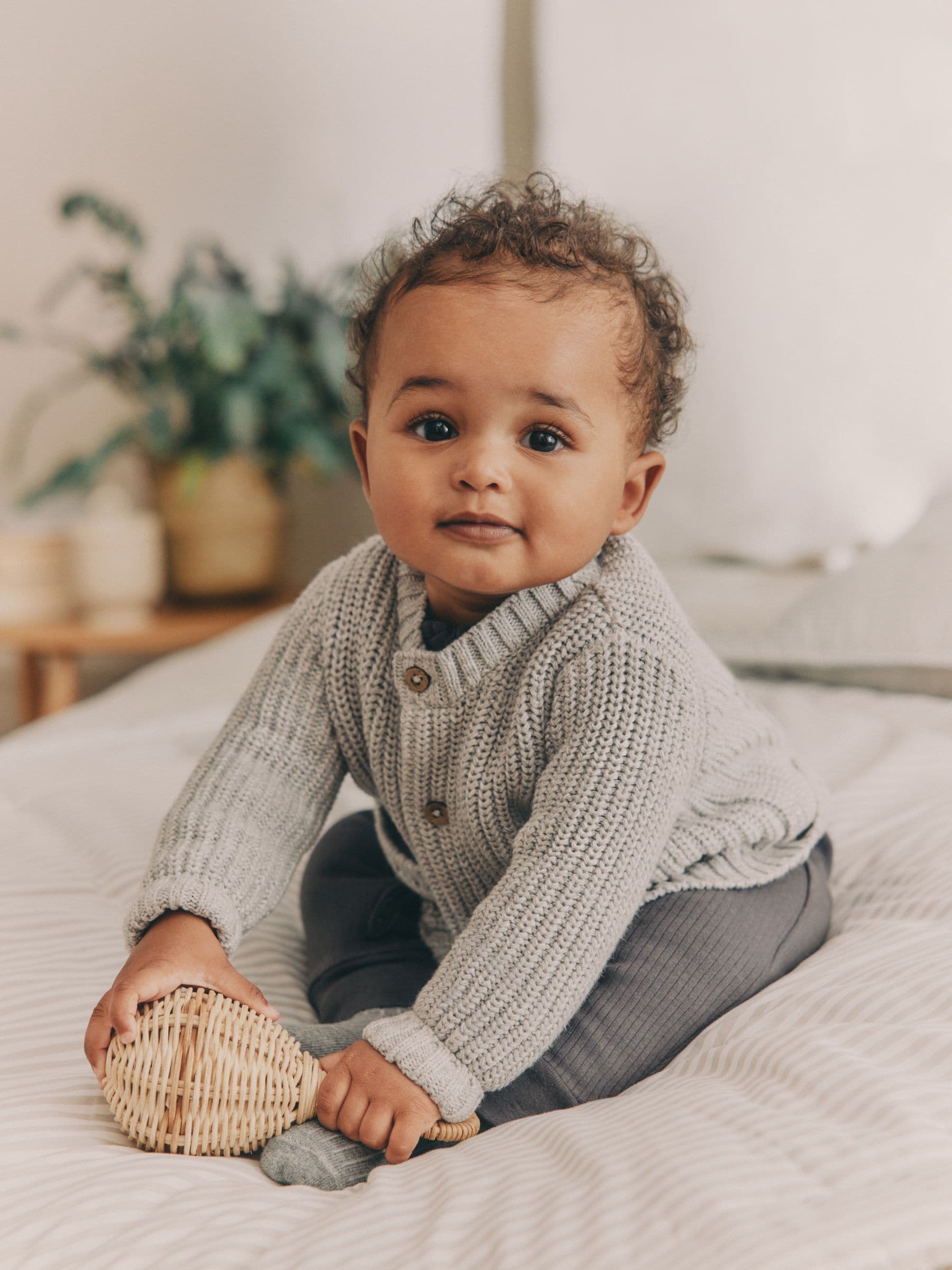 Grijs Geboren in 2025 - Gebreid Babyvest van 100% katoen