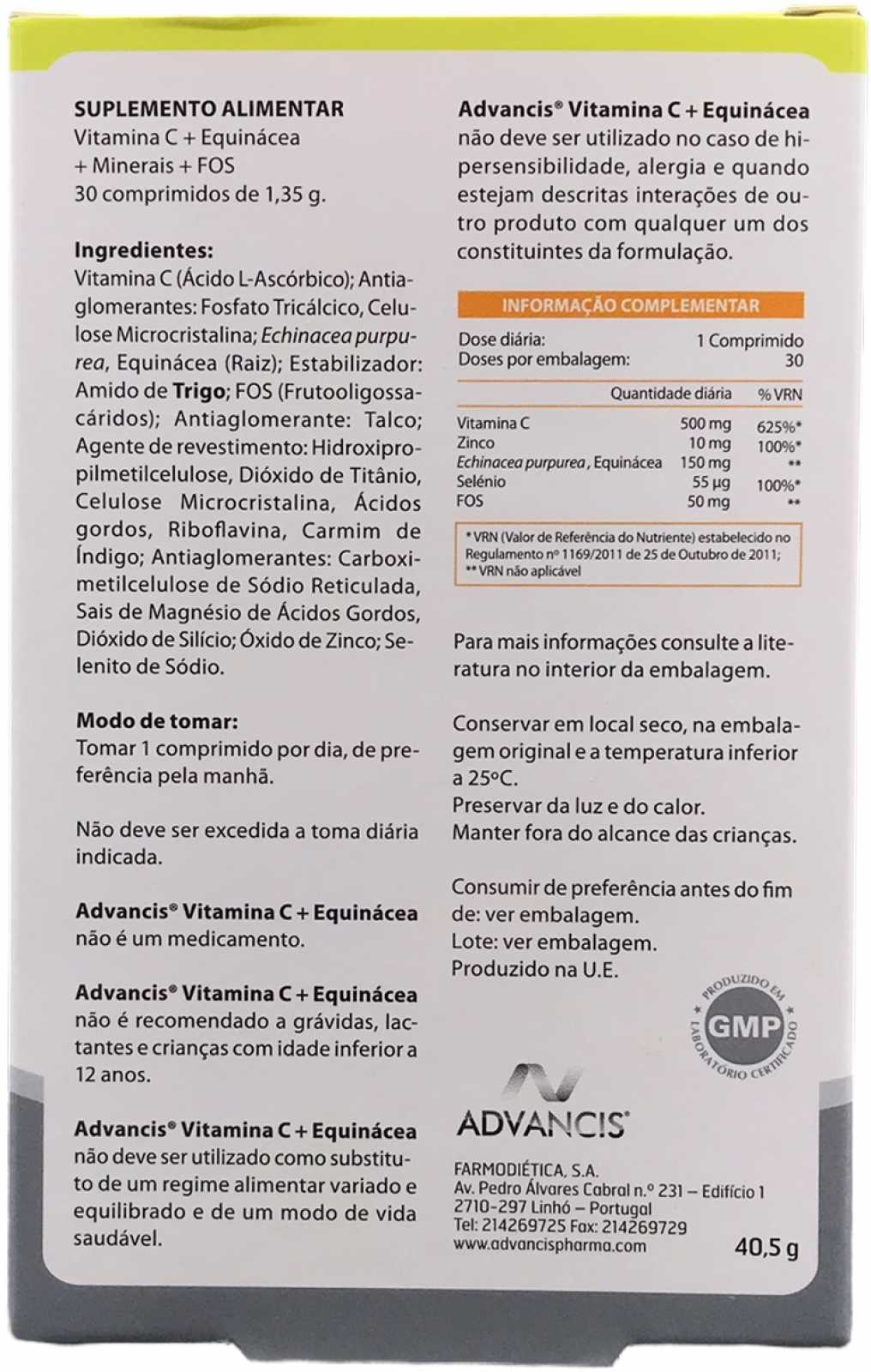 Advancis Vitamina C e Equinácea 30 comprimidos
