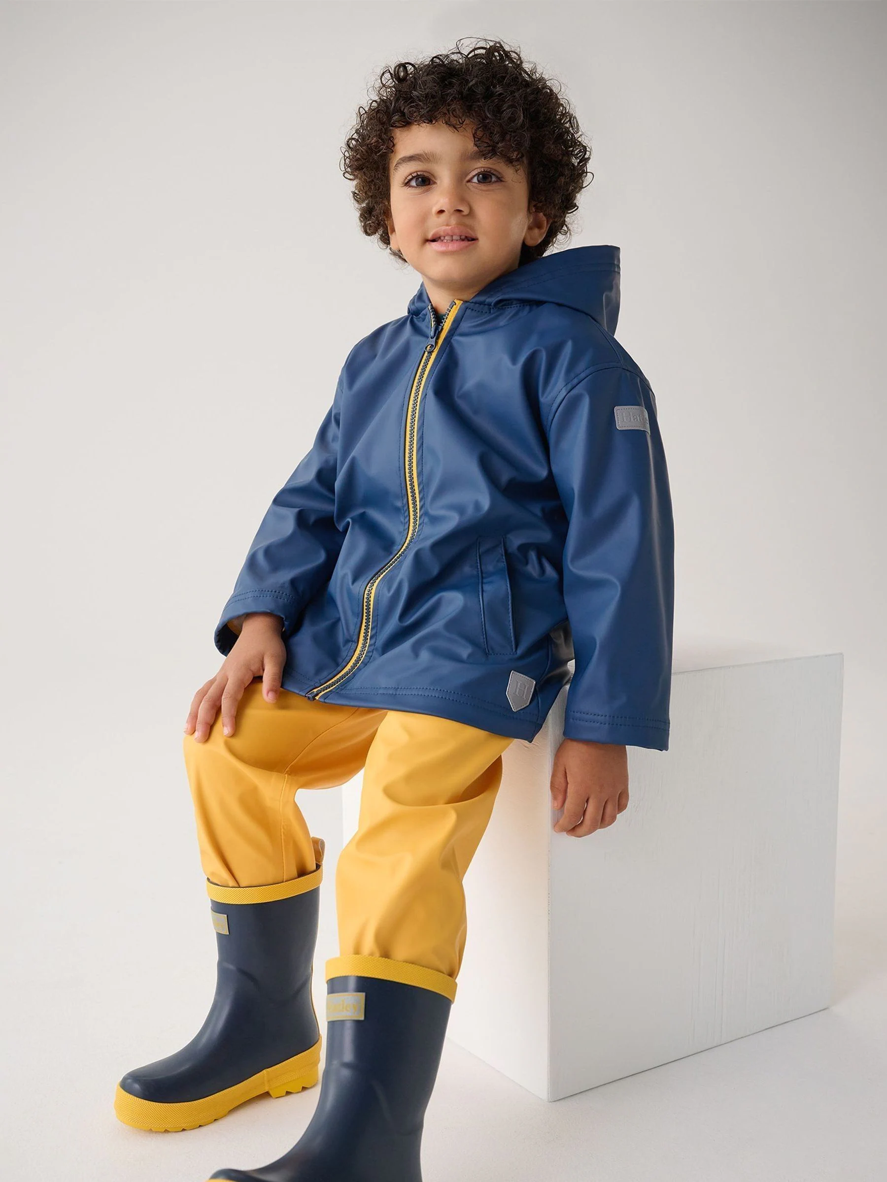 Hatley Navy & Yellow Matte Rain Wellies