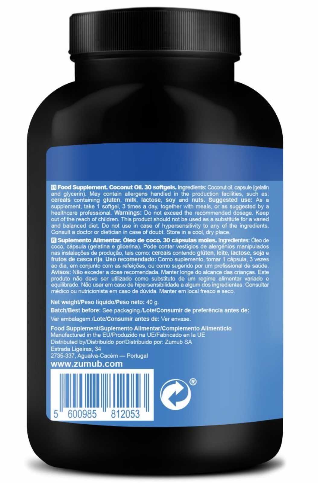 Óleo de Coco Zumbub 30 cápsulas gelatinosas