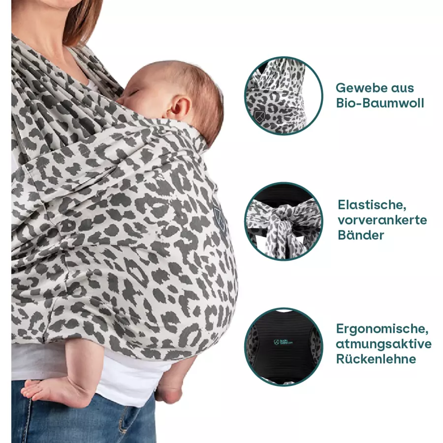 KOALA BABYCARE®Babytragetuch Cuddle Band 2 - Leopard