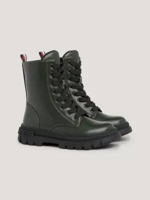 Bota de motociclista com cadarço e sola robusta
