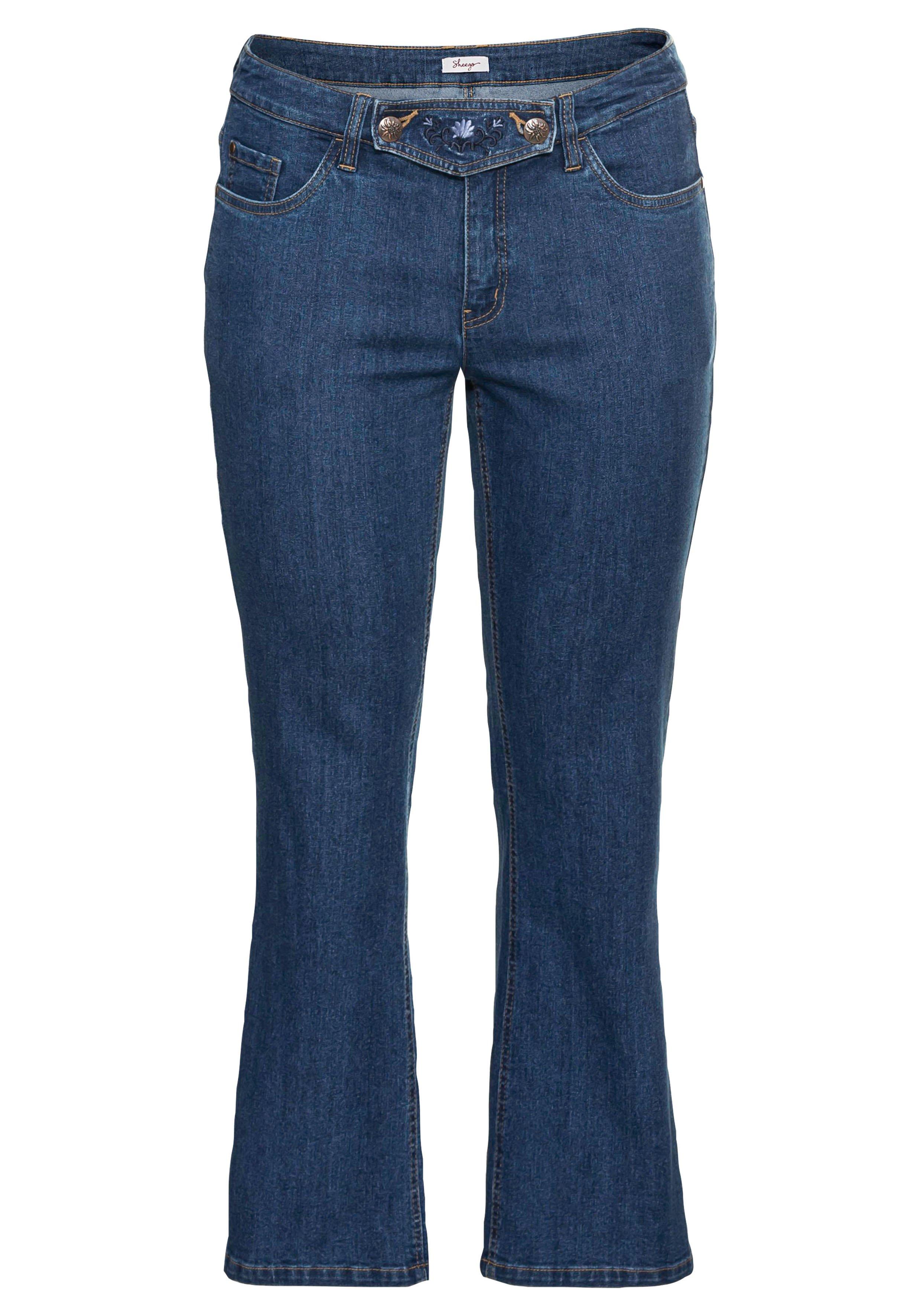 Bootcut Trachtenjeans mit abknöpfbarem Latz