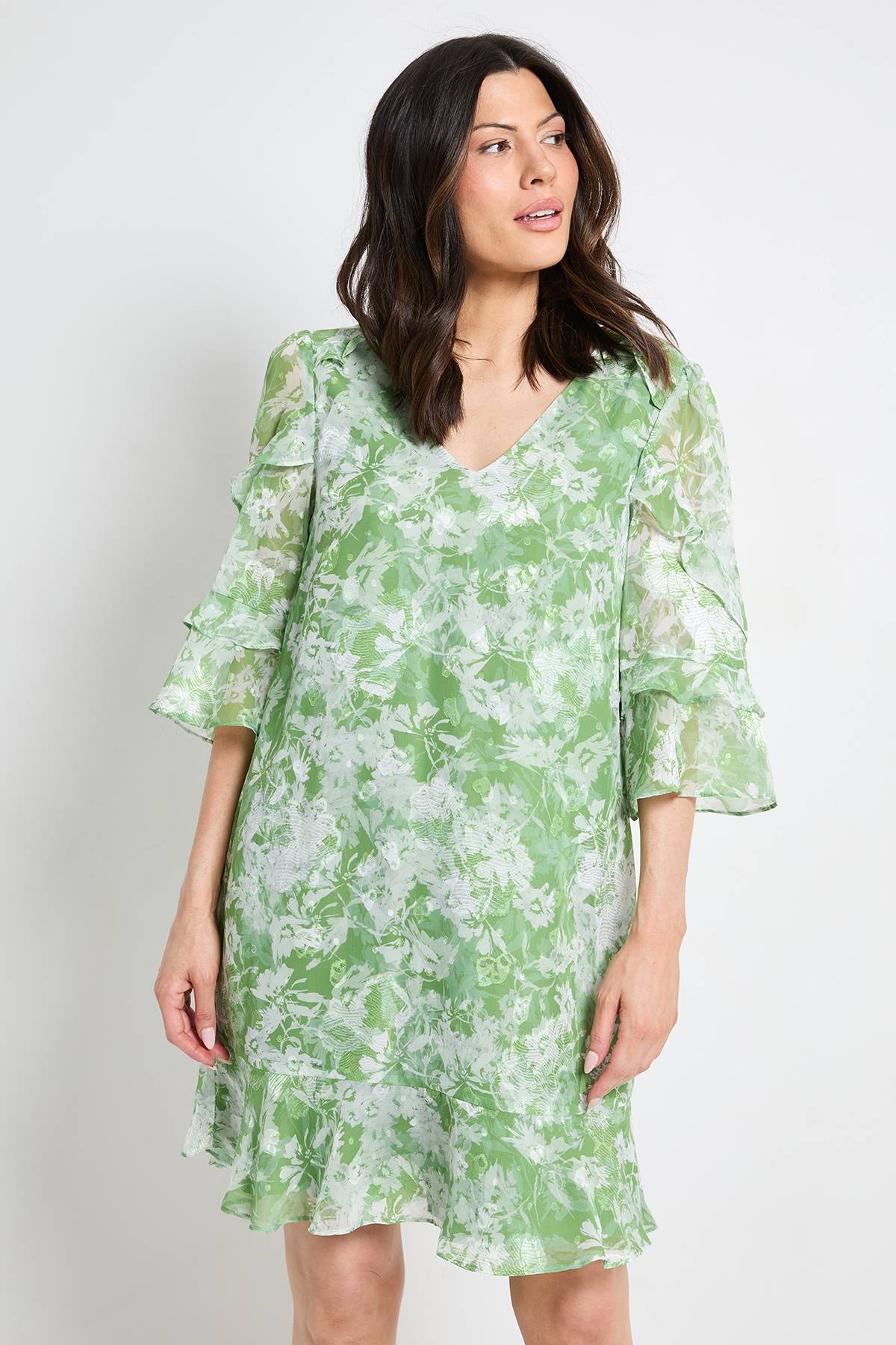 Wallis Robe Droite À Volants Imprimé Fleuri